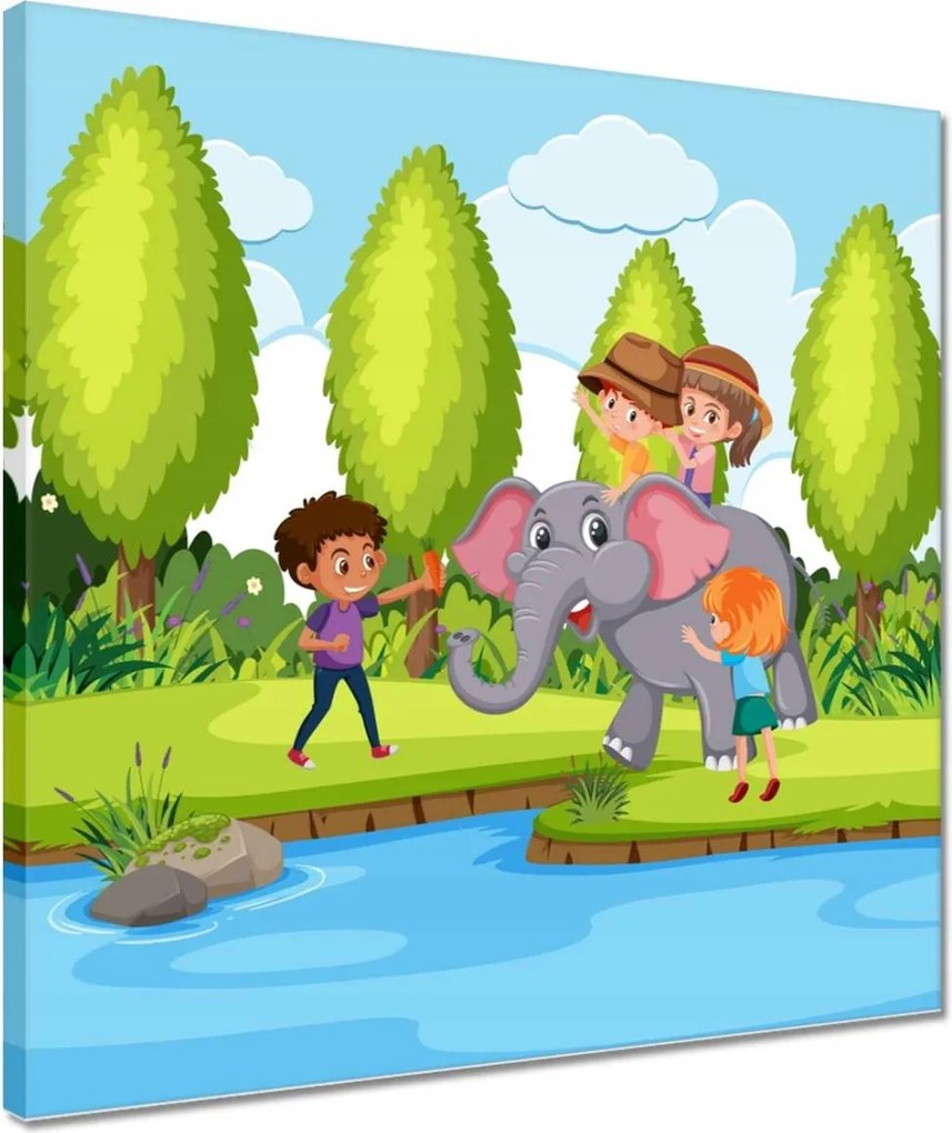 Vászonkép 40x40 Állatkert Állatok Szafari Elefánt