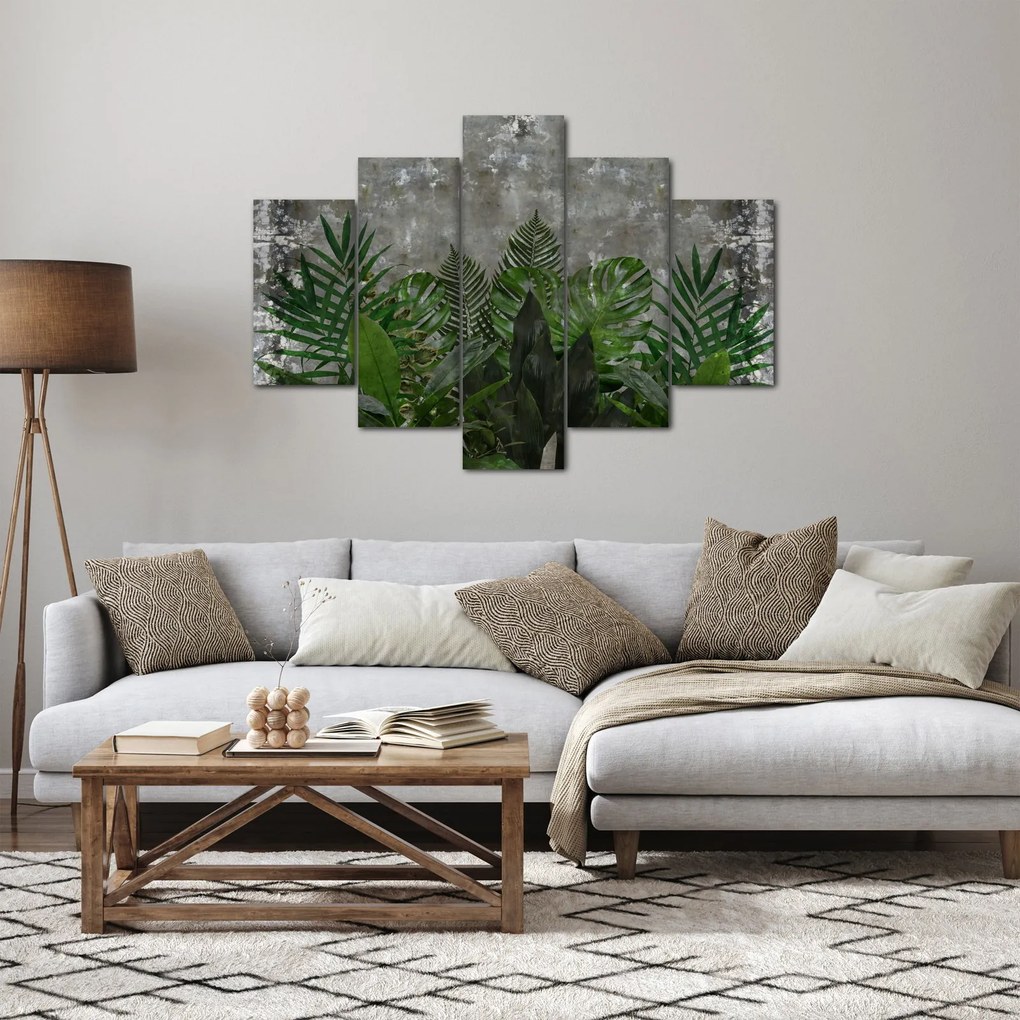 Kép - Betonfal növényekkel (150x105 cm)