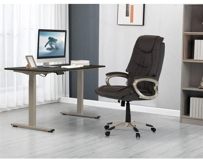 Barna Bőr Irodai Főnöki Szék, Hinta Mechanikával. KA-Y293 BR