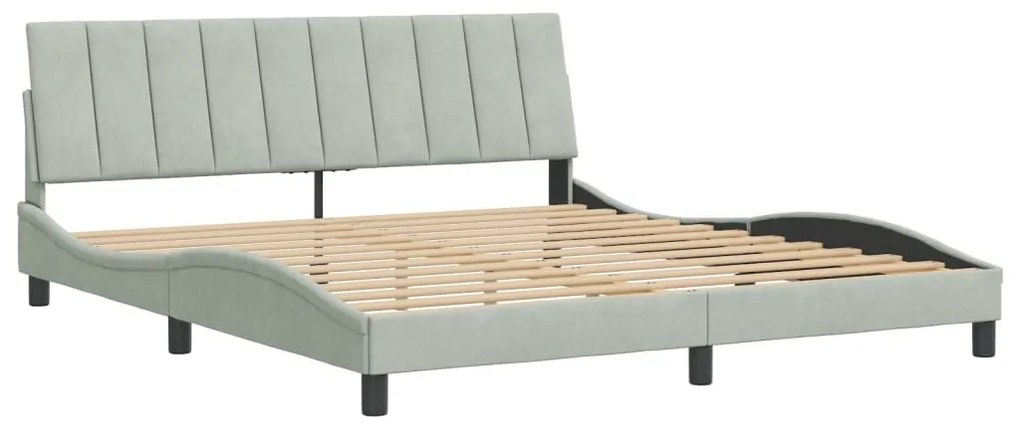 világosszürke bársony ágykeret matrac nélkül Hanko 180 x 200 cm