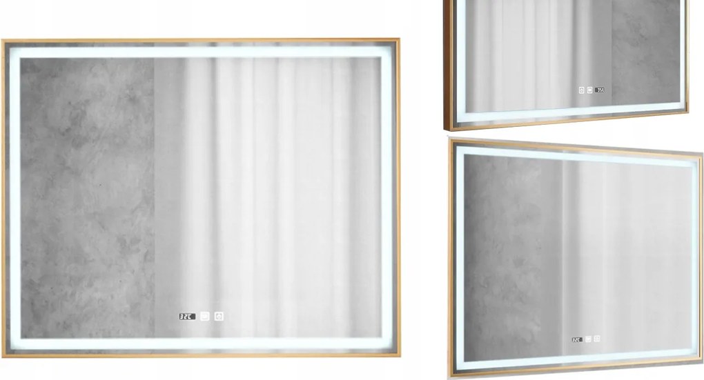 Téglalap alakú, energiatakarékos Led világítású tükör Orion Rose Gold 100x80