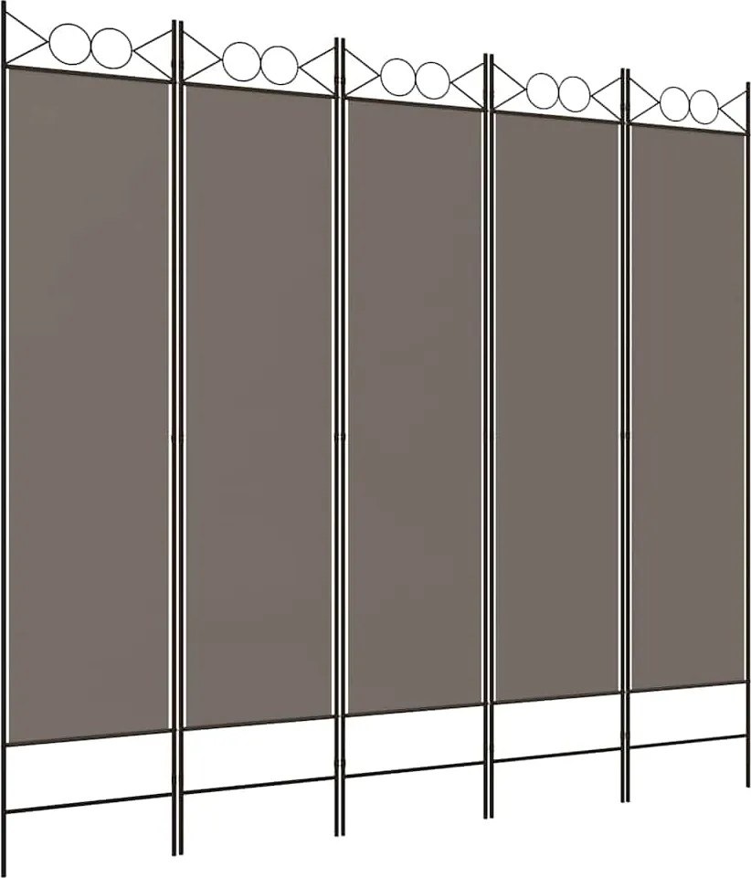 vidaXL 5 paneles antracitszürke szövet térelválasztó 200x220 cm