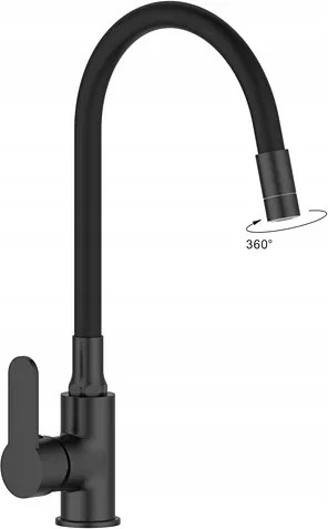 Konyhai csaptelep teljes fekete Invena Xanti kétfunkciós perlátor, mosogatóhoz