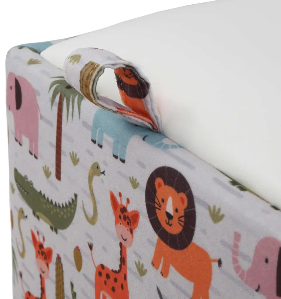 Kocka puff tárolóval állat mintás-bézs N