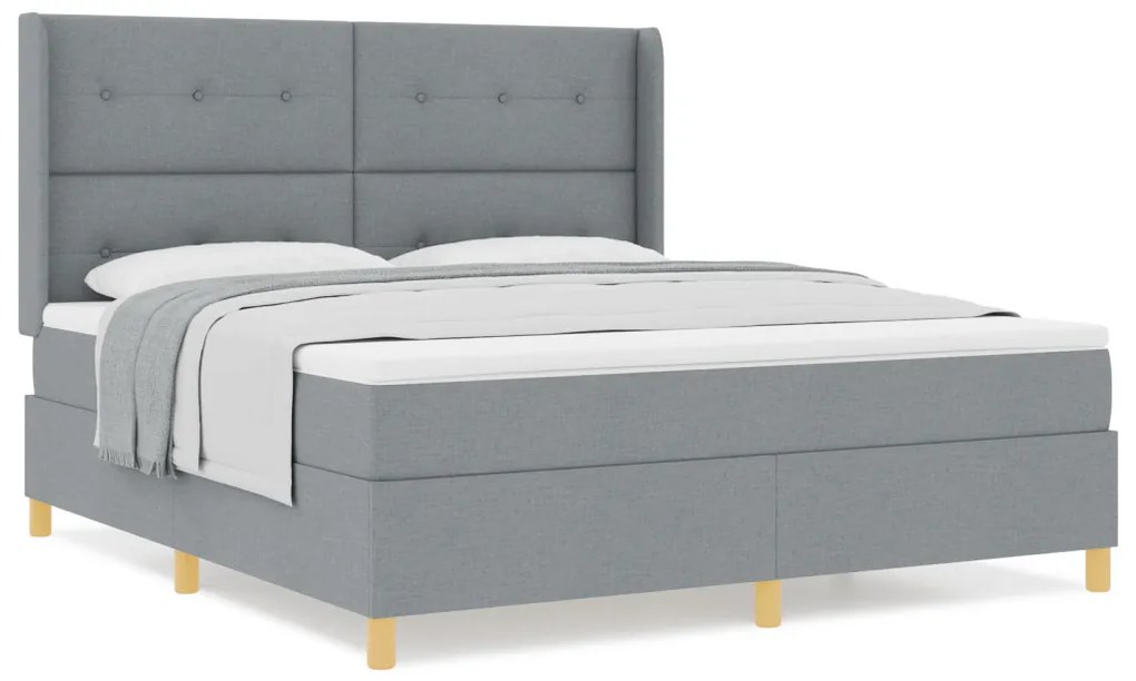 Boxspring Ágy Matrac Milyen Világosszürke 180x200 cm Szövet