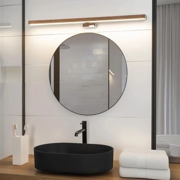 Brilagi-LED Fürdőszobai tükörmegvilágítás WOODY MIRROR LED/15W/230V IP44 tölgy/króm