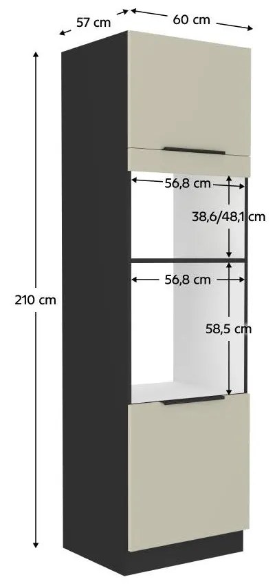 Magas szekrény beépíthető sütőhöz és mikrohullámú sütőhöz Arikona 60 DPM 210 2F (kasmír + fekete) . 1097070