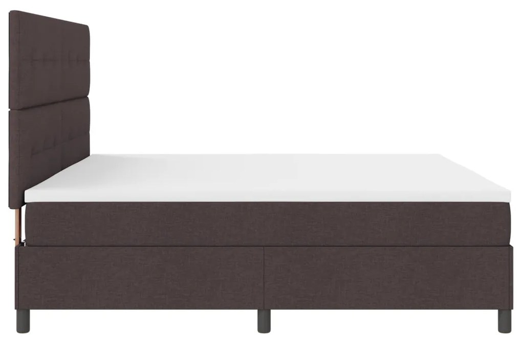 Rugós Ágy Matraccal és LED Fénnyel - Sötétbarna, 200 x 200 cm Szövet