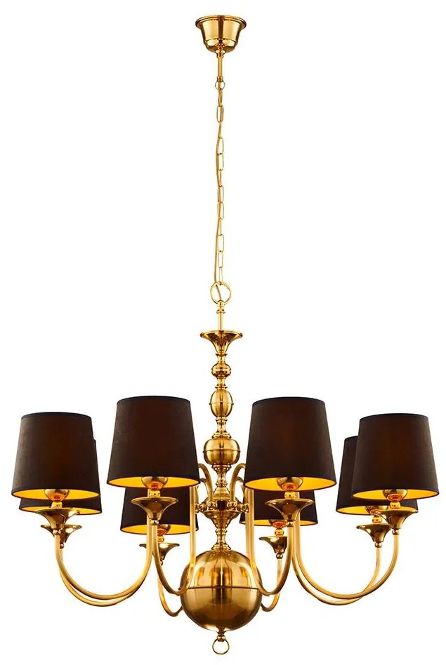 Jupiter 1952 - Csillár láncon BATUMI 8xE27/40W/230V fekete/sárgaréz