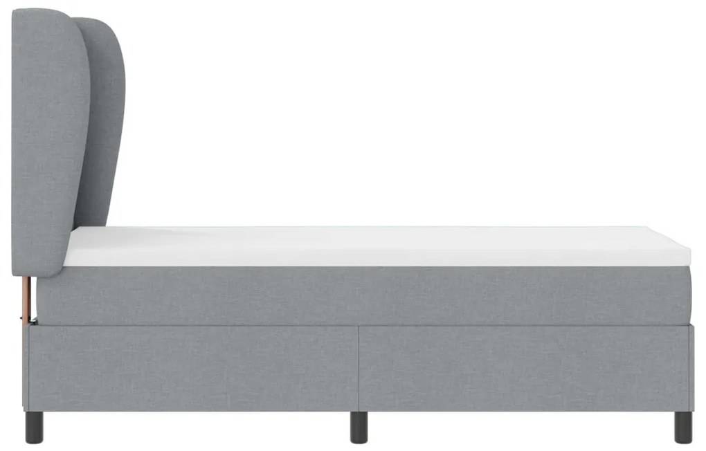 Boxspring Ágy Mattal Világosszürkében, 80x200 cm, Szövet
