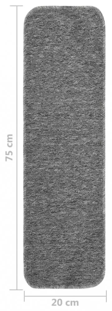 15 db szürke négyszögű csúszásmentes lépcsőszőnyeg 75 x 20 cm