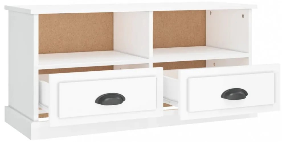 fehér magasfényű szerelt fa TV-szekrény 93x35,5x45 cm