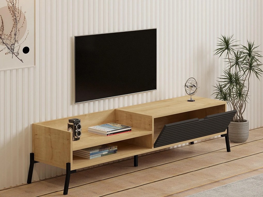 TV asztal/szekrény Momido (zafír tölgy + antracit) . Akció -21%. 1095438