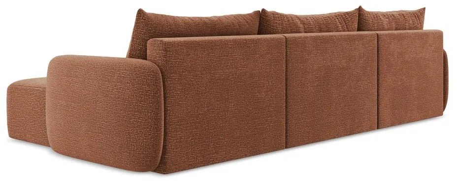 Téglavörös kinyitható-tárolóhelyes sarokkanapé Kalena – Makamii