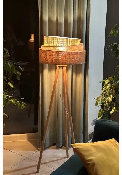 Duolla - Állólámpa YUTE TRIO 1xE27/15W/230V átm. 45 cm barna/szürke/bézs