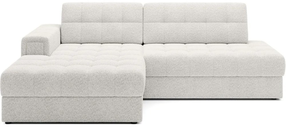 Krémszínű buklé kinyitható sarokkanapé (bal oldali-heverő résszel) Blezalt – ELTAP