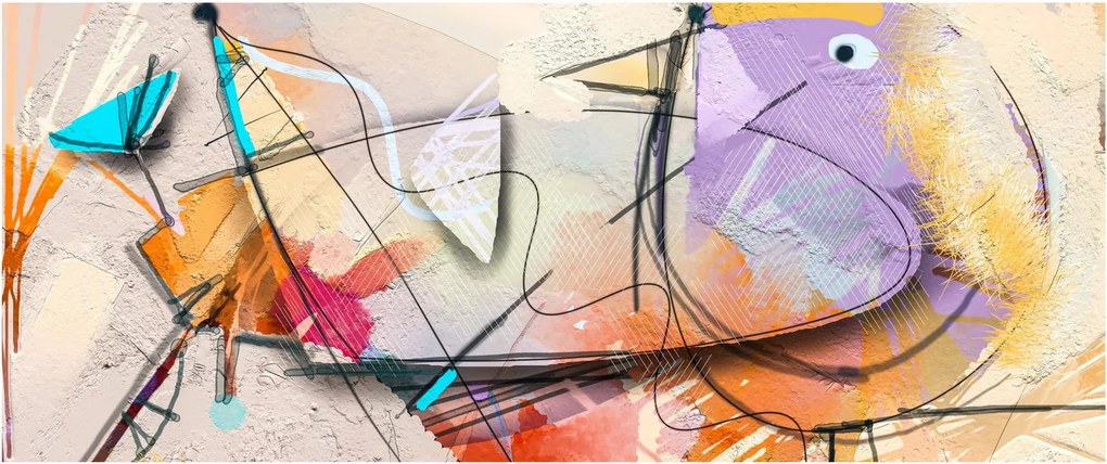 Kép - absztrakció, madár (120x50 cm)