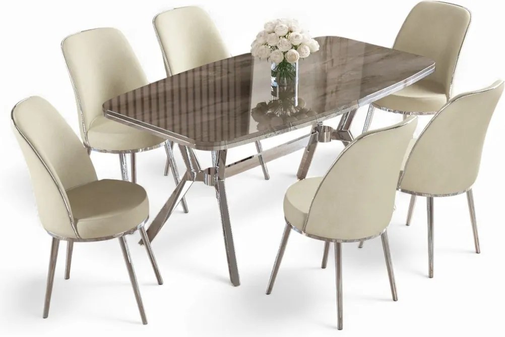 Lena étkezőgarnitúra, antracit-króm, 160 cm – TR240CHR2888