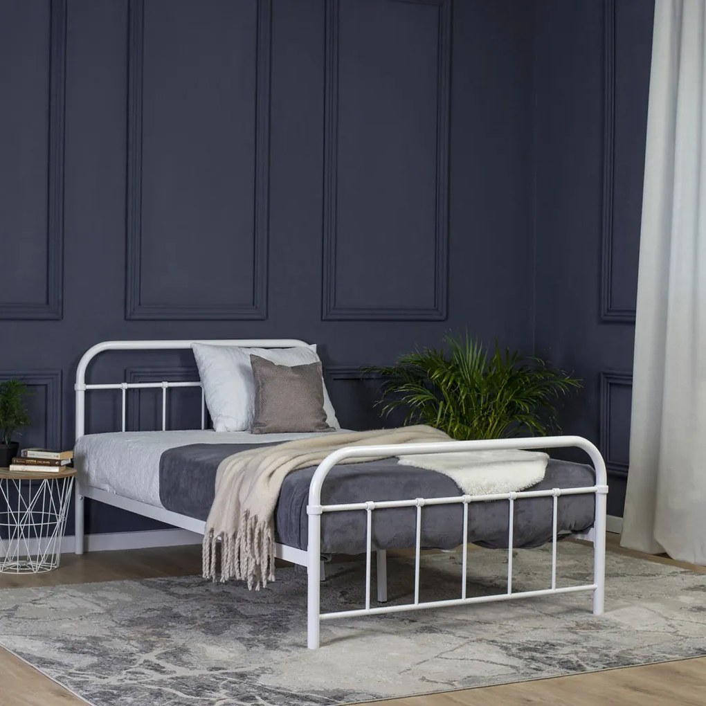 Ágy 120x200 cm fehér színben – PABLO