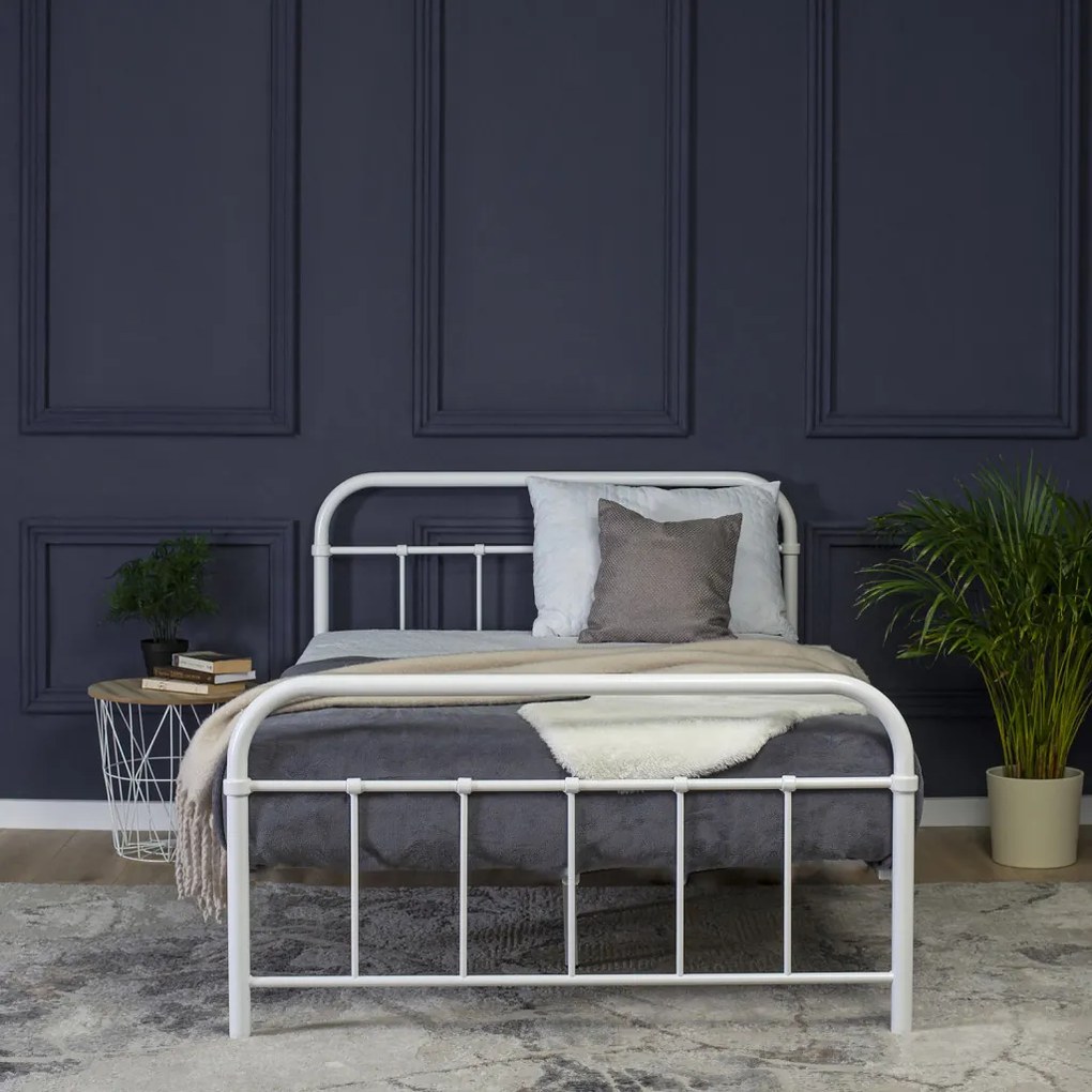 Fehér Fém Ágykeret 120x200 cm PABLO