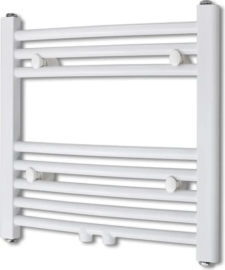 vidaXL Fürdőszobai törölközőszárító radiátor központi fűtéssel oldalsó és középső csatlakozóval ívelt 480 x 480 mm
