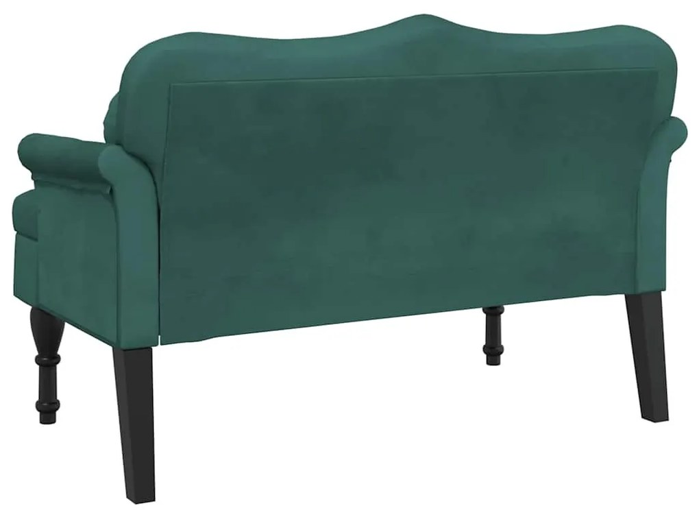 sötétzöld bársony pad párnákkal 120,5 x 65 x 75 cm