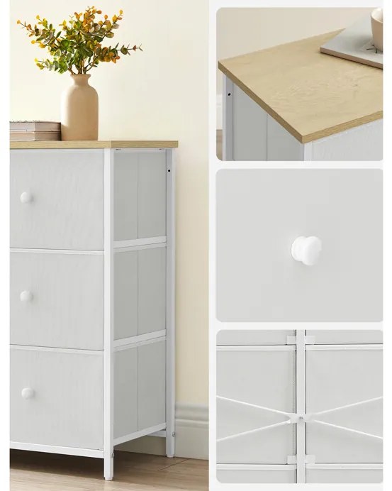 Fehér Fém Komód 80×30×71 cm. AUK-E1032 WT