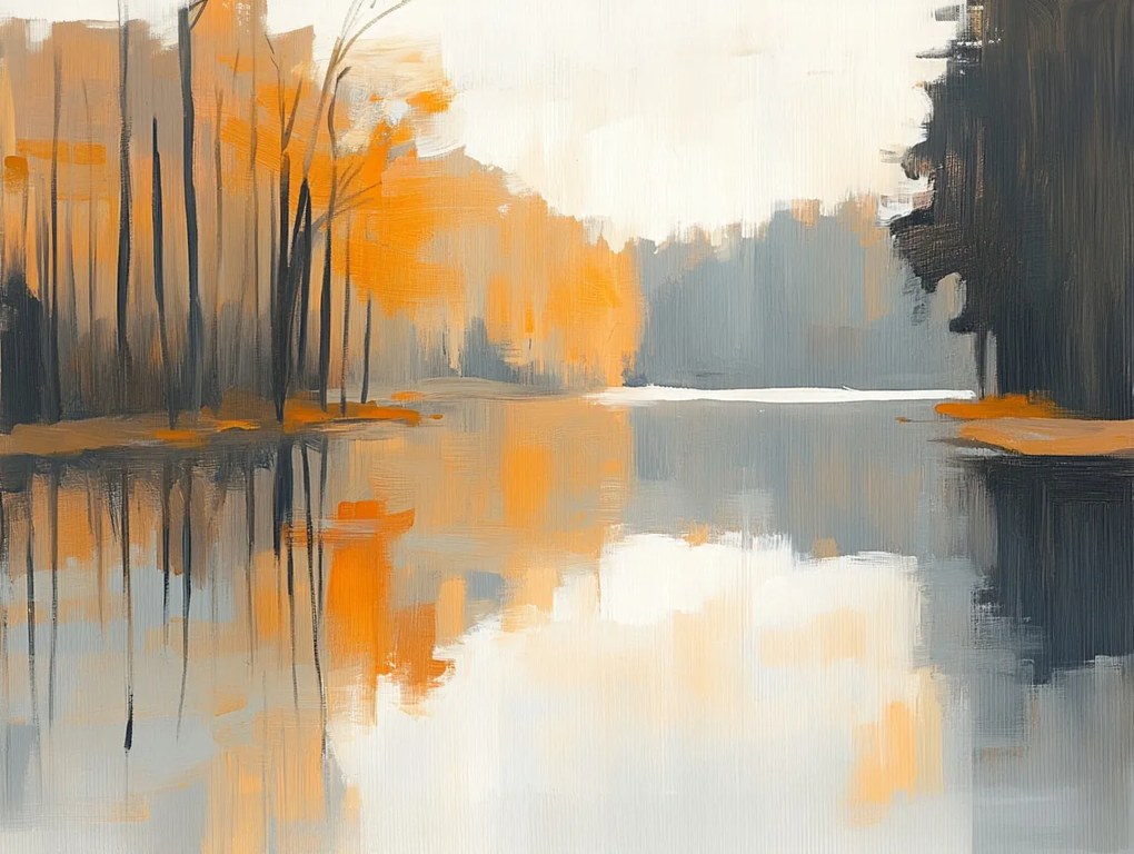 Vászonkép Canvas Tájkép Szabadtéri Tájkép Fák Ősz Víz 80x60