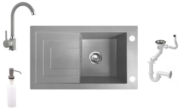 NERO Cortina Gránit mosogató + Csaptelep + Adagoló (szürke)