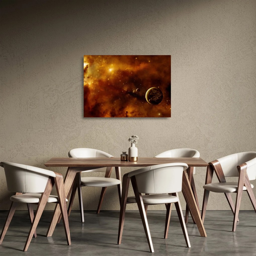 Üveg kép - Bolygók köddel (70x50 cm)