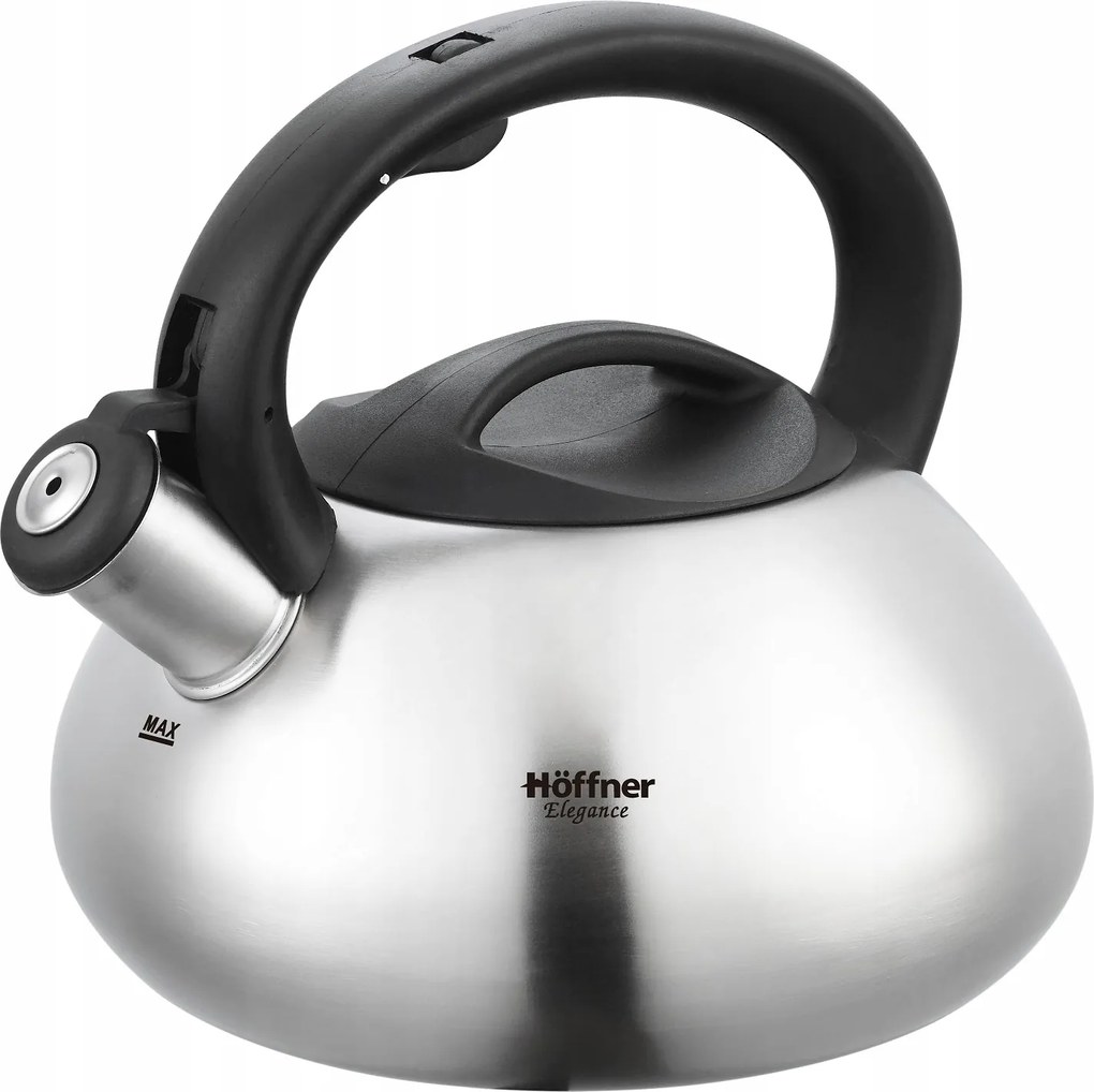 Acél Vízforraló Síppal Rozsdamentes Acél 2,5L Hoffner Elegance