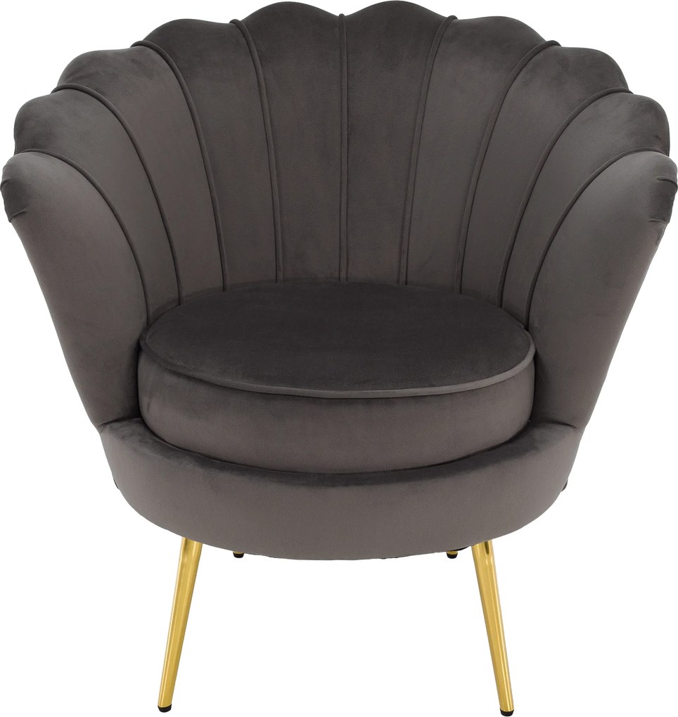 Art-deco stílusú fotel, szürkésbarna Velvet szövet/gold arany króm, NOBLEO