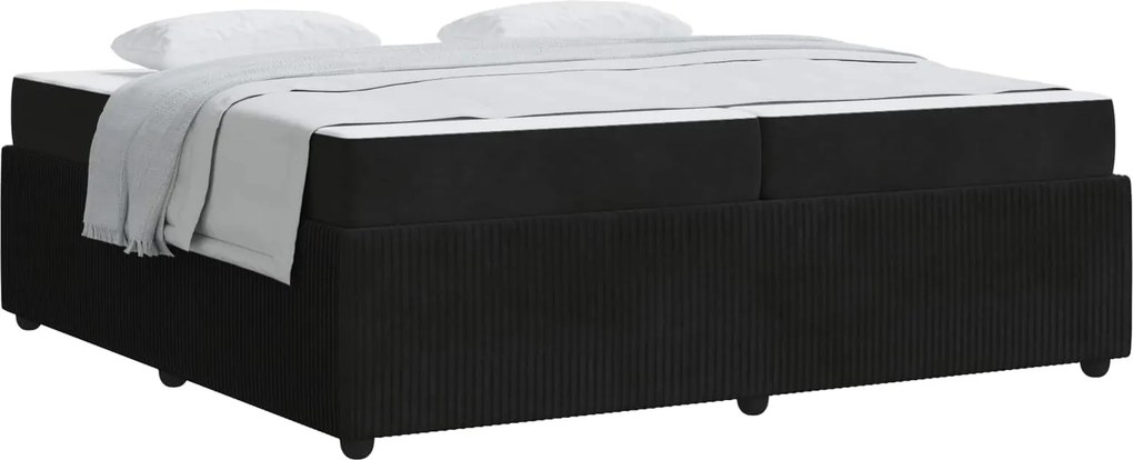 vidaXL Ágykeret matracmal Fekete 200 x 200 cm szövet