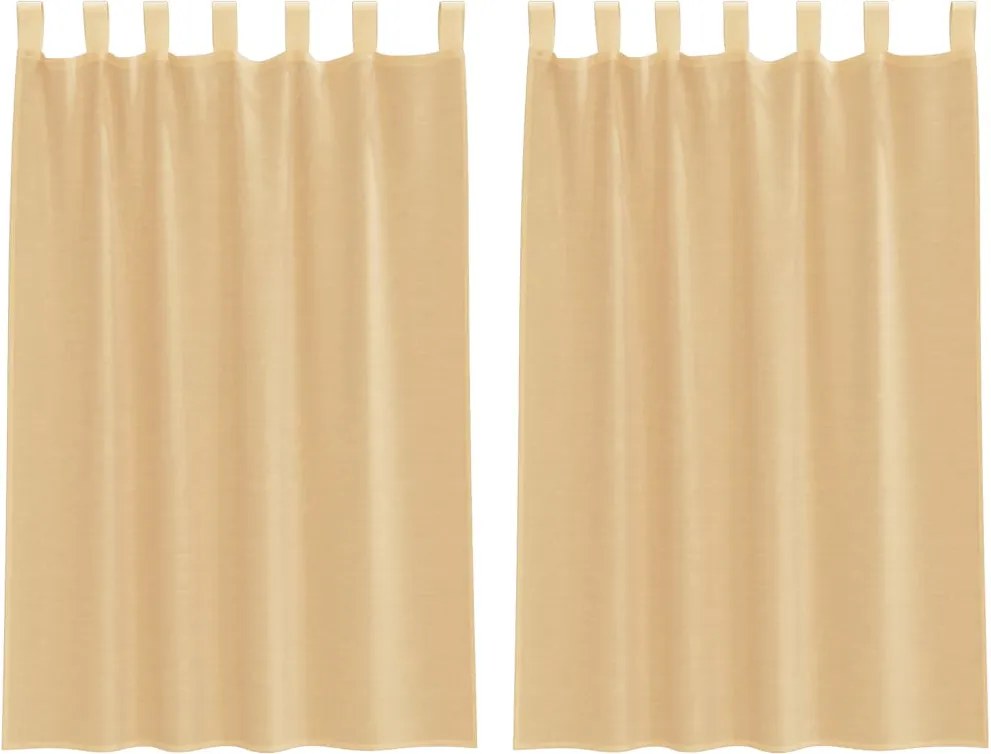 vidaXL 2 db homokszínű fátyolfüggönyök hurokkal 140x175 cm