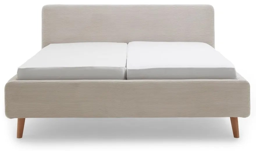 Bézs kárpitozott franciaágy 160x200 cm Mattis Cord – Meise Möbel