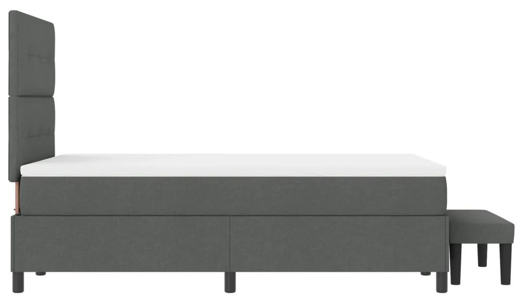box spring ágy matraccal és pad sötétszürke 120x190 cm szövet