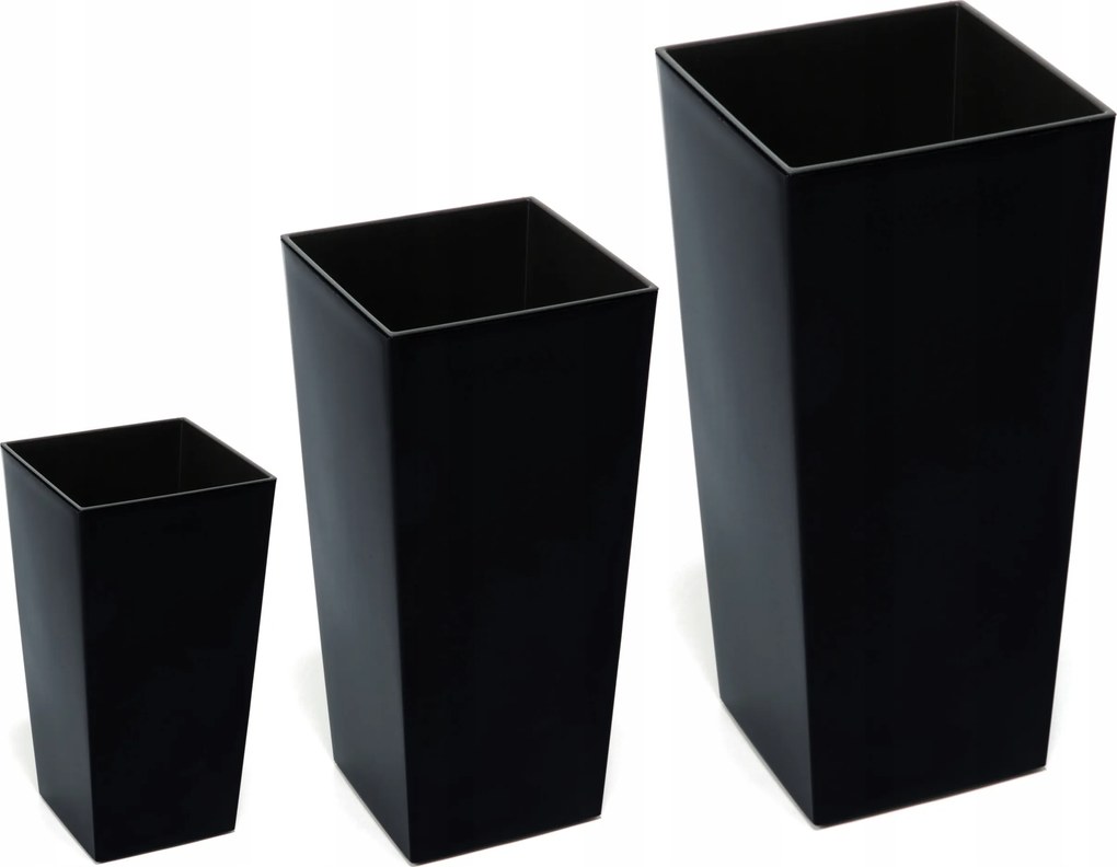 Virágtartó szett magas betéttel 46 57 68 cm Fekete