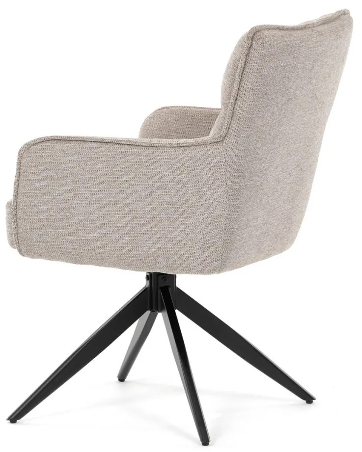 Scaun de sufragerie pivotant, arcuri buzunar în scaun, mecanism rotativ la 180°, tapițerie impermeabilă culoarea trufe, metal negru