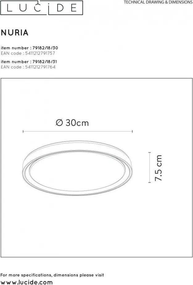 LUCIDE 79182-18-30 NURIA Ufo Lámpa LED IP20