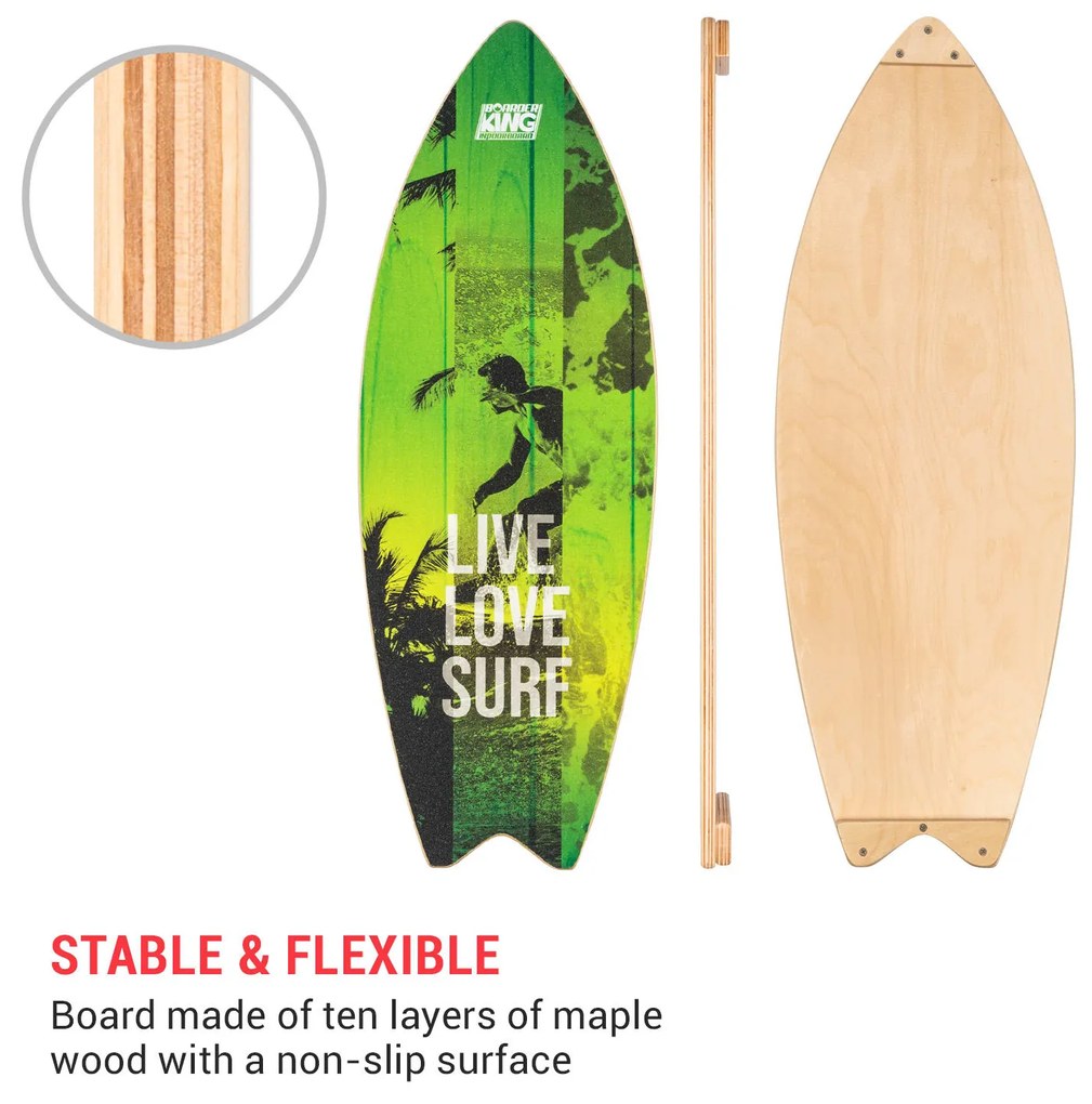 Indoorboard Wave, egyensúlyozó deszka, alátét, henger, fa / parafa