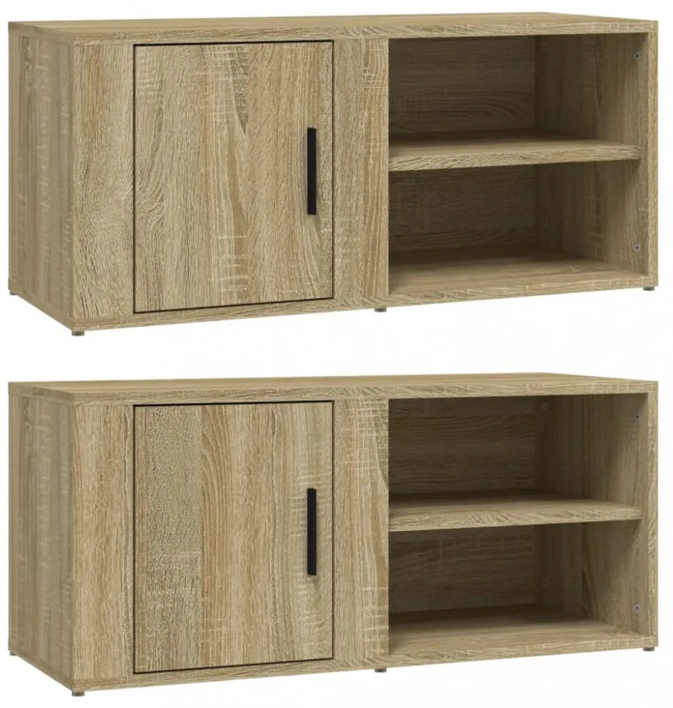 2 db sonoma tölgy színű szerelt fa TV-szekrény 80x31,5x36 cm