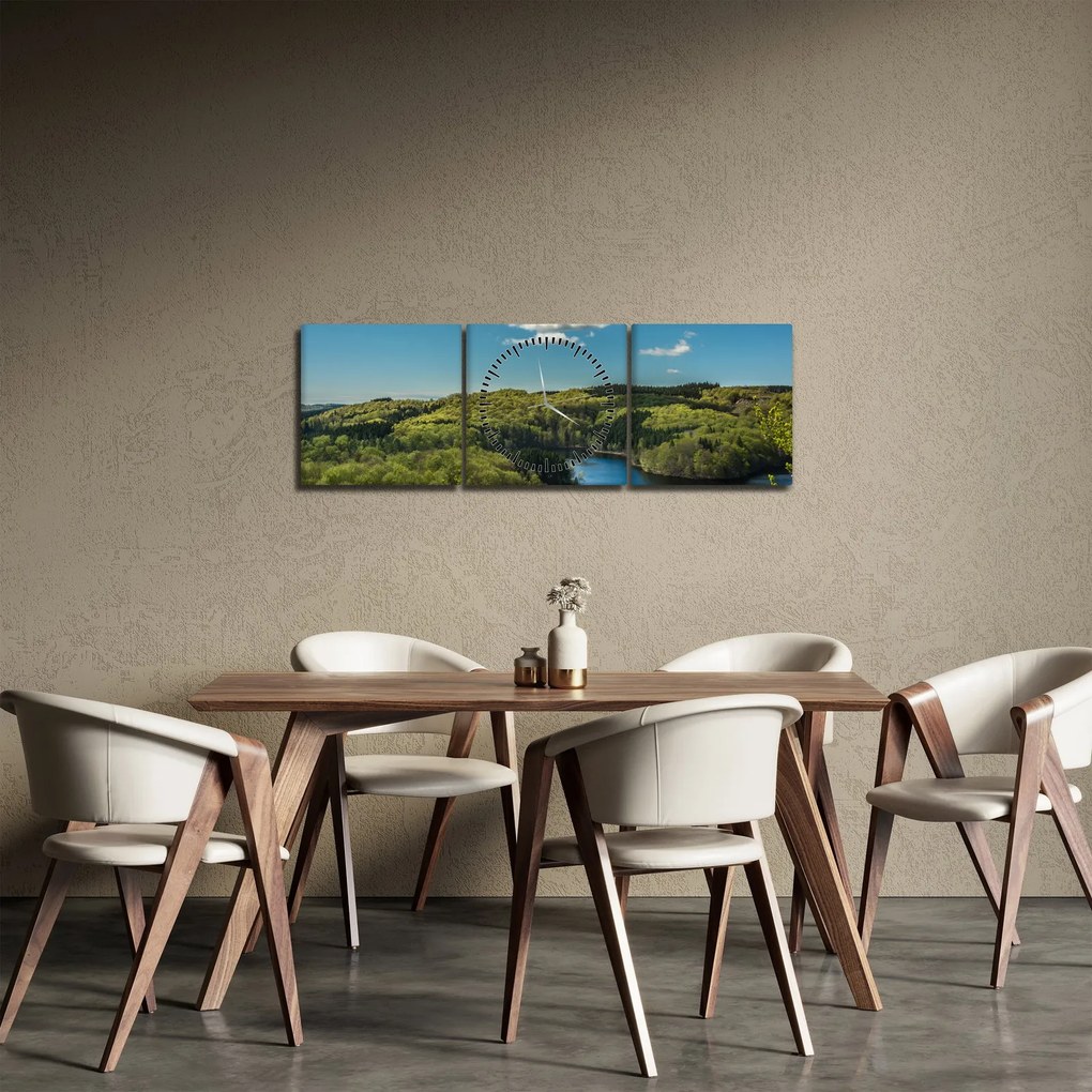 Kép - Tó az erdőben (órával) (90x30 cm)