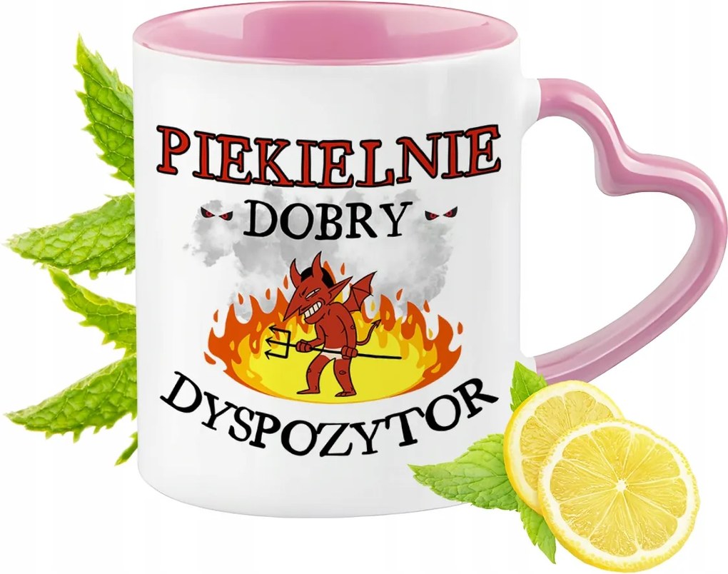 Diszpécser bögre Rózsaszín, szív alakú füllel Kávé ajándék