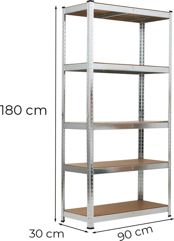 Nagy teherbírású polc 180x90x30 cm 175 kg króm