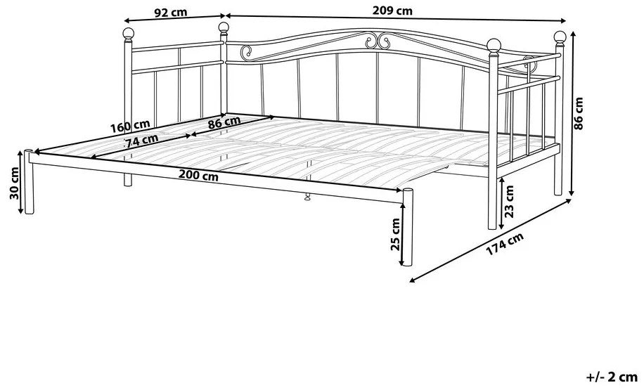Széthúzható ágy 80 cm TULO (fekete) (ágyráccsal). 1022656