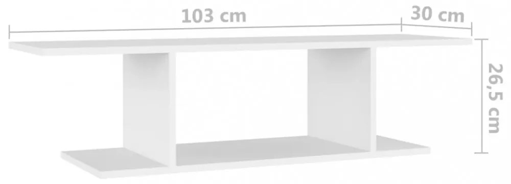 fehér falra szerelhető TV-szekrény 103 x 30 x 26,5 cm