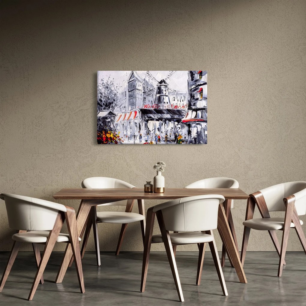 Kép - utca Párizsban, olajfestmény (90x60 cm)