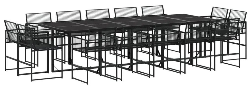 15 részes fekete polyrattan kerti étkezőgarnitúra