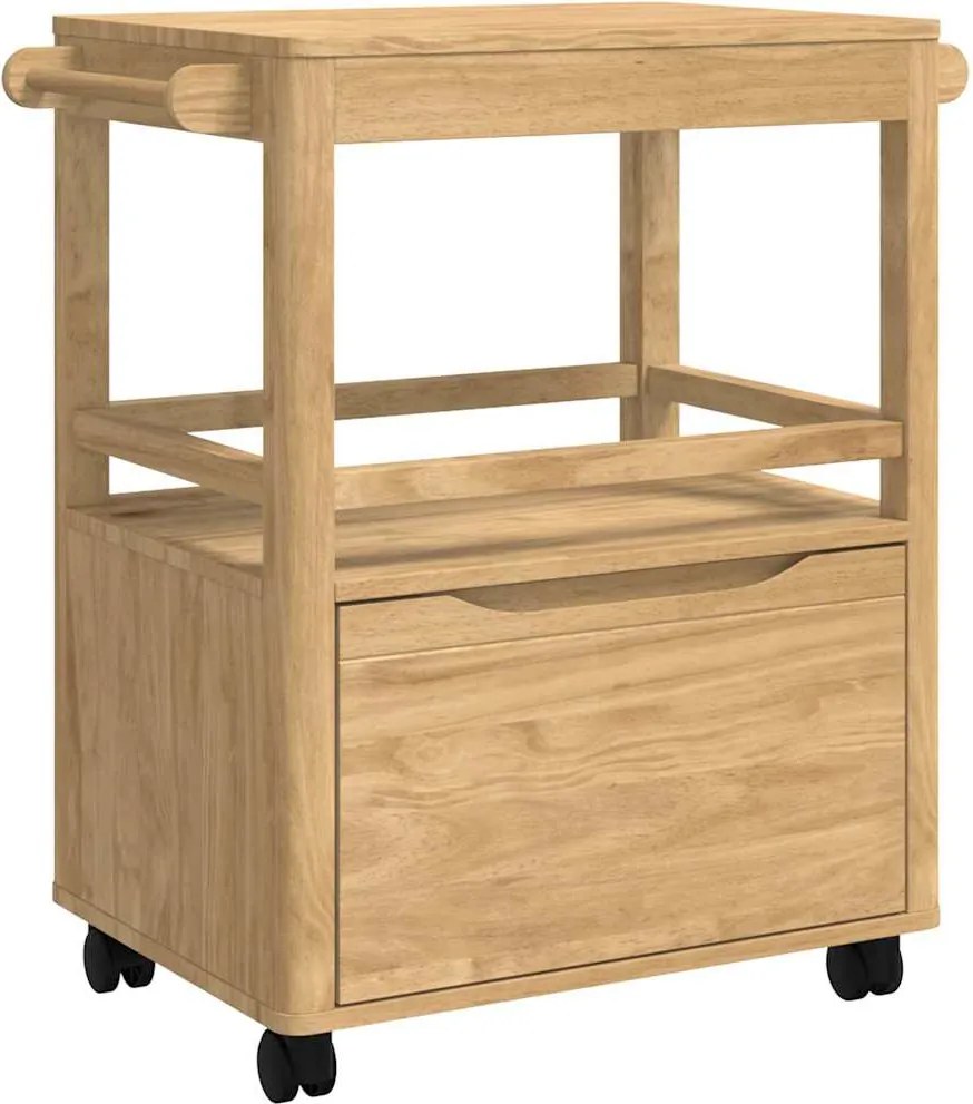 vidaXL Konyhai kocsi FLORO Faggyú barna 72,5 x 45 x 80 cm