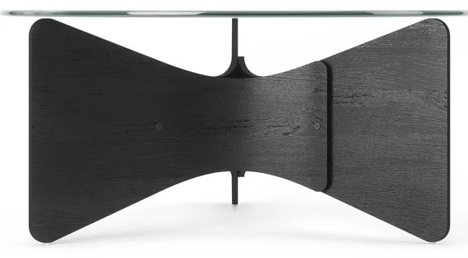 Fekete kerek dohányzóasztal üveg asztallappal 87x87 cm Madera – Umbra